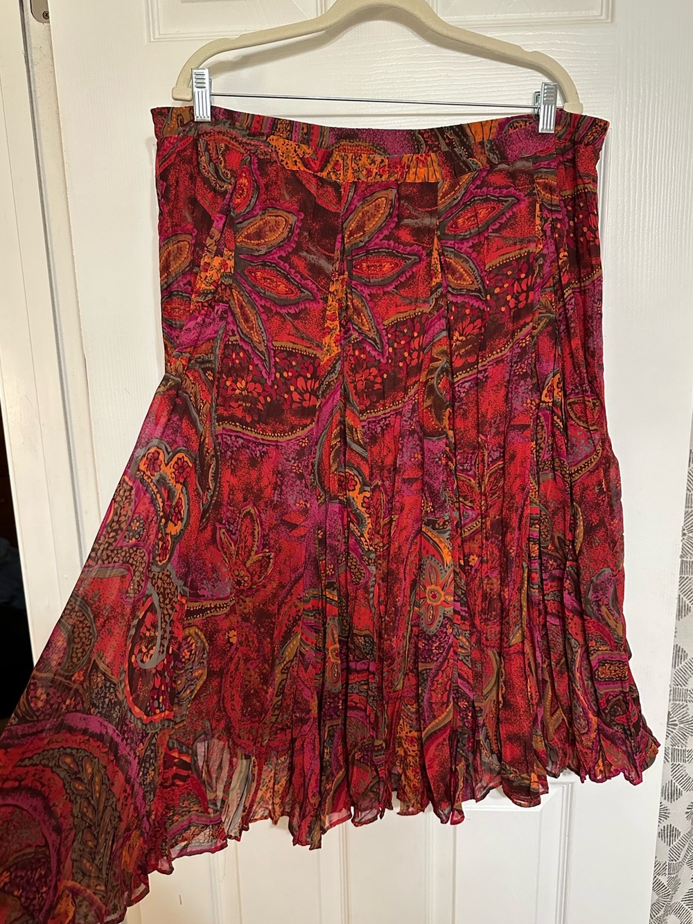Women’s Jewel Paisley Crinkle Broomstick Flowy Skirt 1X Whimsigoth Boho Gypsy